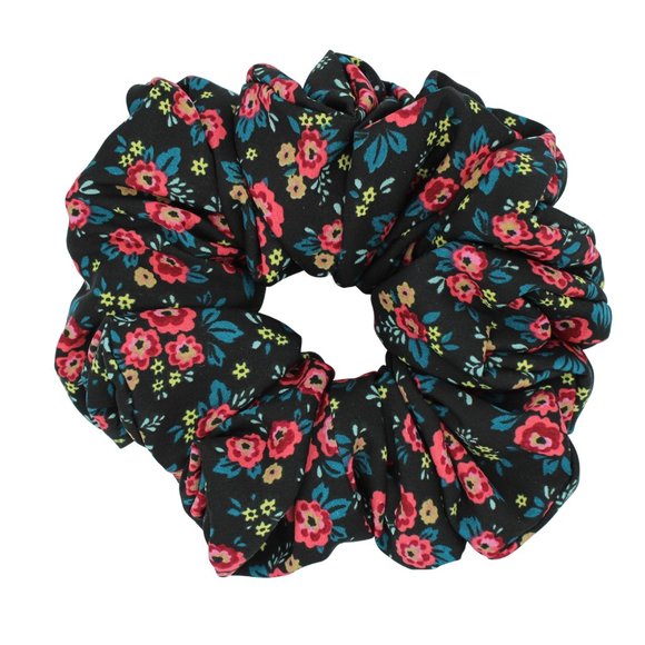 Bohemian Scrunchie, Large Tiny Flower Boho Print Scrunchie - Picture 2 of 3